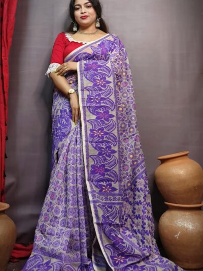 Buy Purple Pure Cotton Woven Floral Pattern Jamdani Saree For Women by  Samyukta Singhania Online at Aza Fashions.