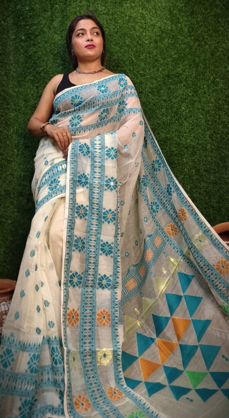 Vanilla Dhakai Jamdani Saree