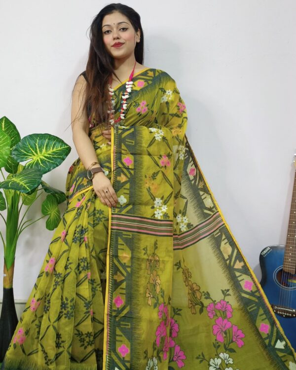 Wasabi Lota Cross Jamdani Sari 2 scaled