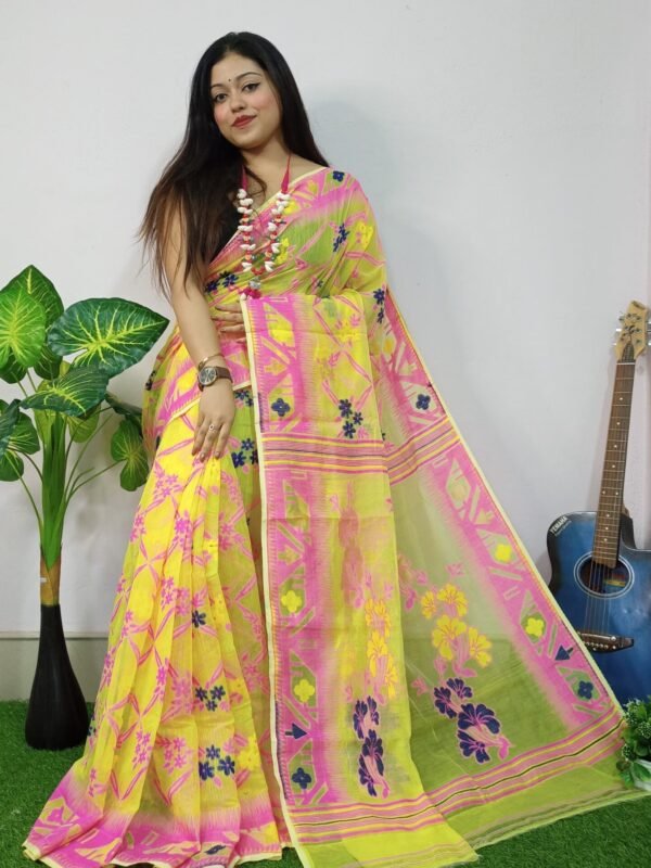 Wattle Lota Cross Jamdani Sari 2 scaled