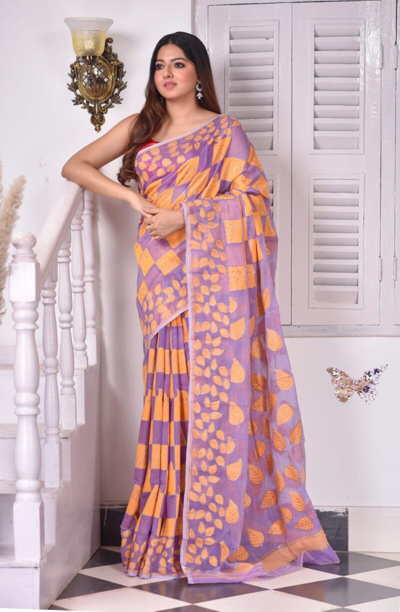 Faded Pink Soft Dhakai Jamdani Saree 1