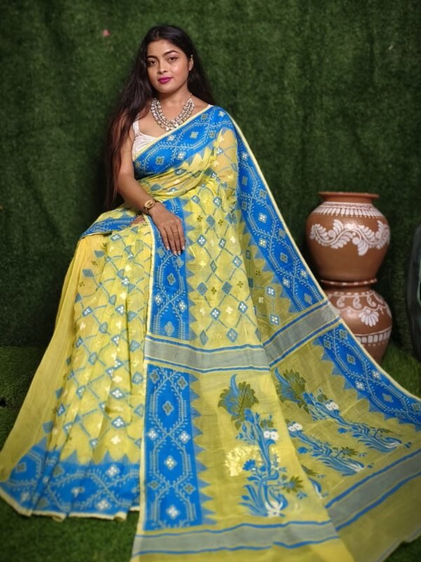 Fall Leaf Brown Soft Dhakai Jamdani Saree