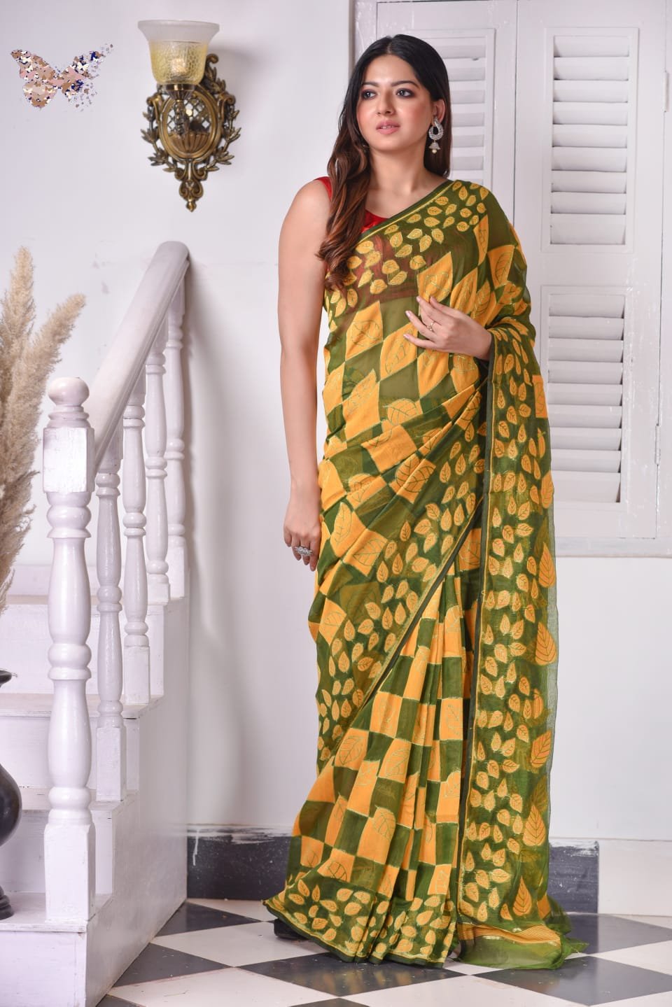 Muddy Green Soft Dhakai Jamdani Saree 1 Muddy Green Soft Dhakai Jamdani Saree