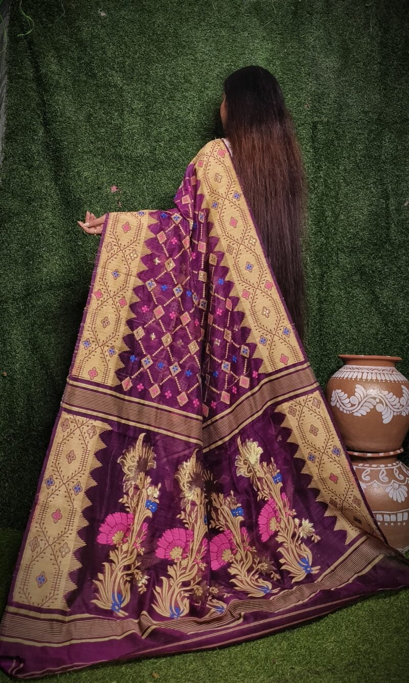 Pansy Purple Soft Dhakai Jamdani Saree 1 scaled