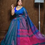 Soft Dark Grey Blue Tissue khadi saree 1 scaled e1725102828757