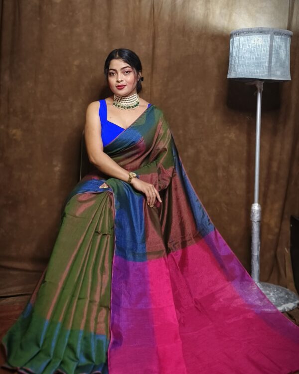 Soft Hemlock Tissue khadi saree 1