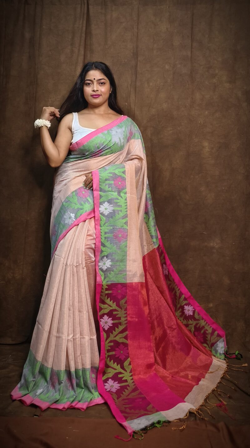 Soft Mushroom Tissue Khadi Saree 1 scaled