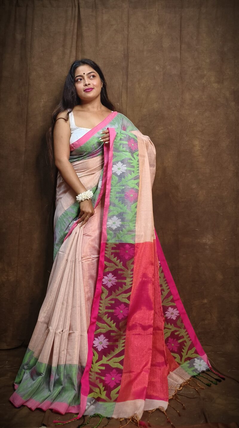 Soft Mushroom Tissue Khadi Saree 4 scaled