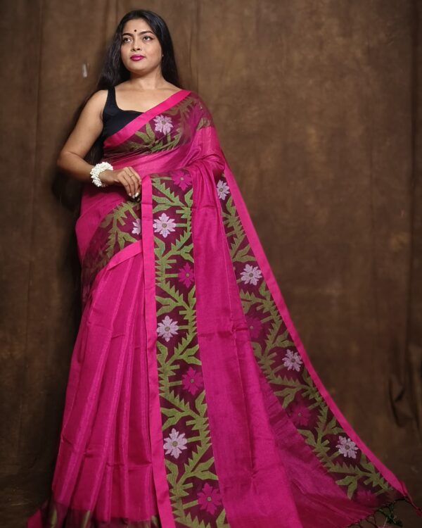 Soft Pink Tissue Khadi Saree 3