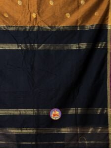 Brownish Orange and Black Cotton Acrylic Saree - Image 5