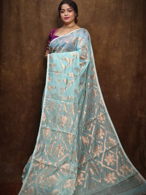 Soft Copper Joriwork Jamdani Sari