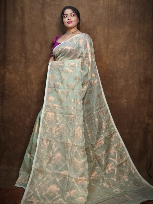 Soft Copper Joriwork Jamdani Sari