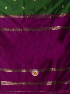 Forest Green and Graoe Purple Cotton Acrylic Saree - Image 5