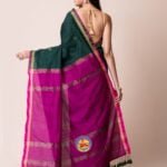 Gable Green and Red Violet Cotton Acrylic Saree