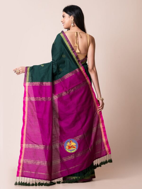 Gable Green and Red Violet Cotton Acrylic Saree