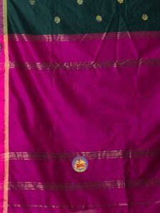Gable Green and Red Violet Cotton Acrylic Saree - Image 5