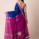 Lapis Blue and Red Purple Cotton Acrylic Saree