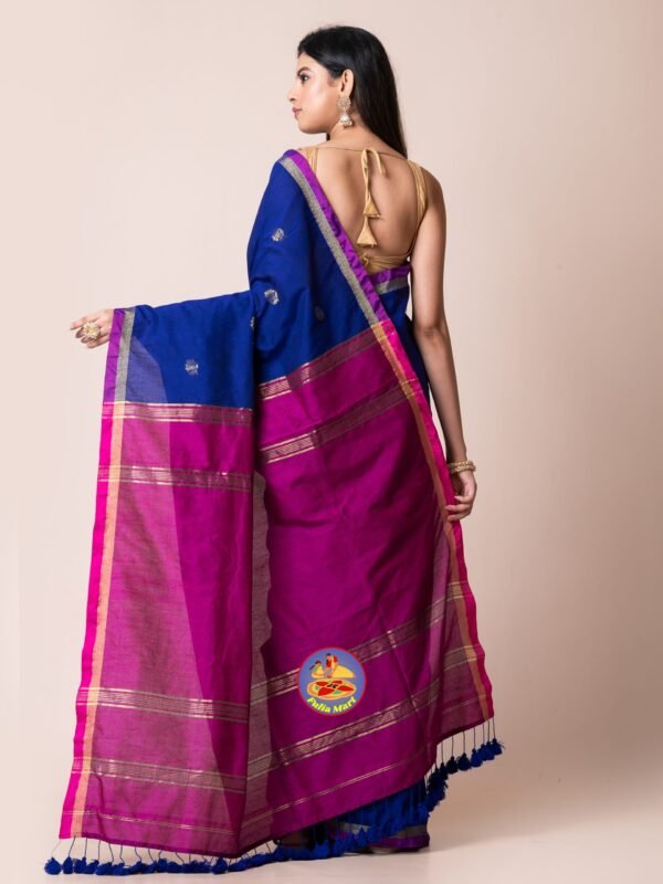 Lapis Blue and Red Purple Cotton Acrylic Saree