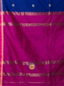 Lapis Blue and Red Purple Cotton Acrylic Saree - Image 5