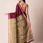 Light Taupe and Maroon Cotton Acrylic Saree