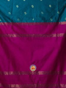 Red Purple and Ocean Cotton Acrylic Saree - Image 5