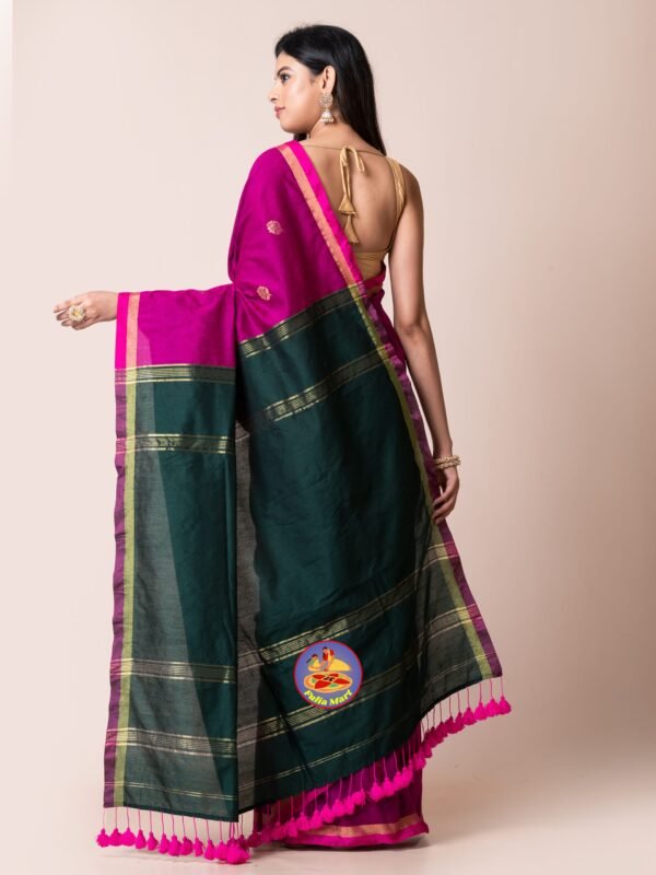 Red Violet and Gable Green Cotton Acrylic Saree
