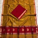 Reno Sand Maheshwari Cotton Silk Saree with Blouse Piece - Yellowish Orange