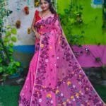 Hot Pink Soft Lota Jamdani Sari