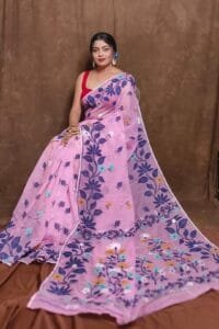 Light Orchid Soft Lota Jamdani Sari