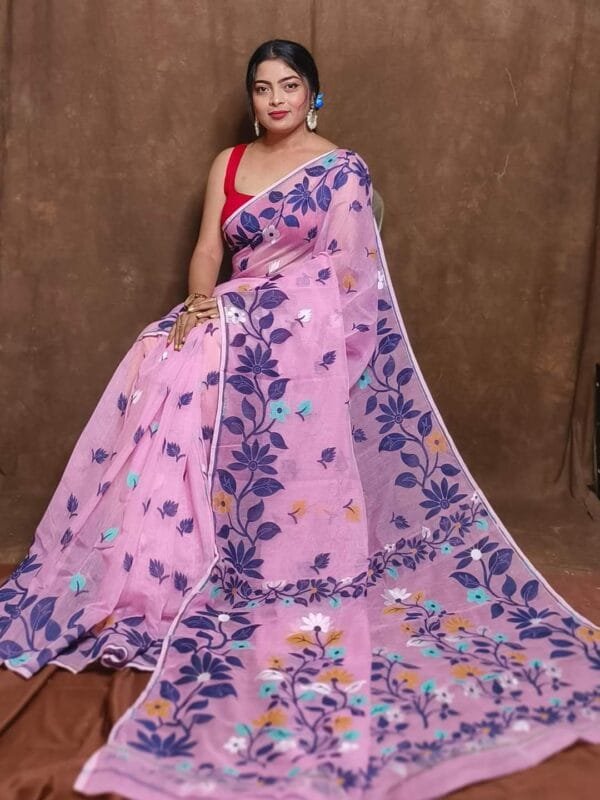 Light Orchid Soft Lota Jamdani Sari