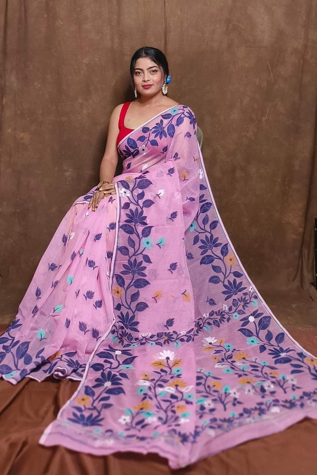 Light Orchid Soft Lota Jamdani Sari Light Orchid Soft Lota Jamdani Sari