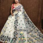 White Soft Lota Jamdani Sari