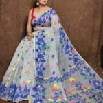 White Soft Lota Jamdani Sari