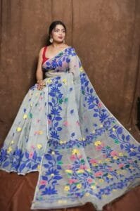 White Soft Lota Jamdani Sari