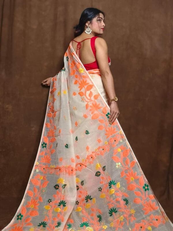 White Soft Lota Jamdani Sari