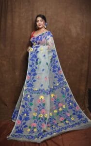 White Soft Lota Jamdani Sari