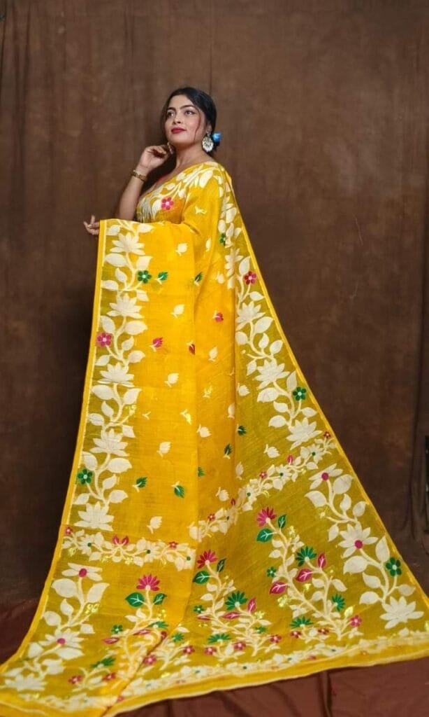 Yellow Soft Lota Jamdani