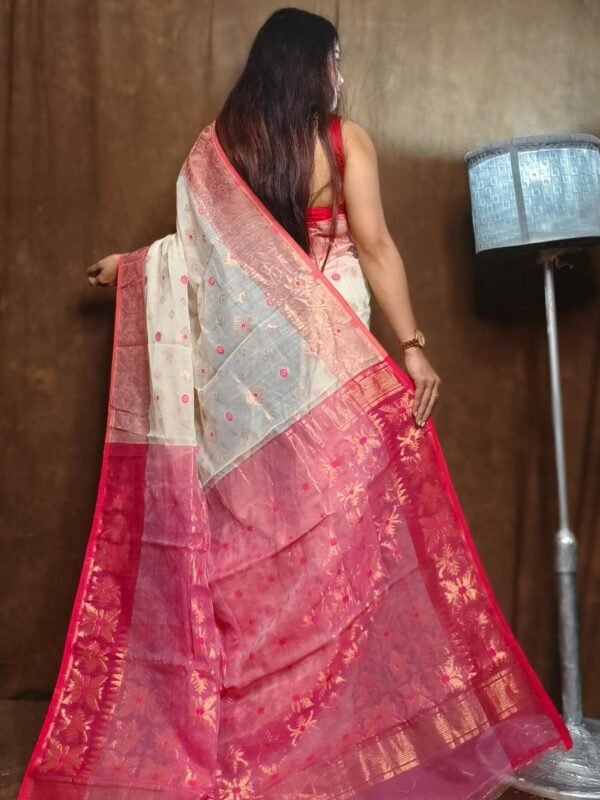 Almond Soft Copper Joriwork Dhakai Jamdani Saree