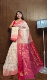 Almond Soft Copper Joriwork Dhakai Jamdani Saree