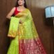 Avocado Green Soft Copper Joriwork Dhakai Jamdani Saree