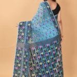 Denim Blue Soft Dhakai Jamdani Saree