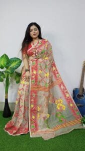 Eagle Lota Cross Jamdani Sari - Image 2