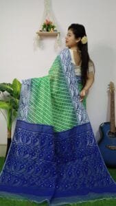 Green Soft Dhakai Ikkat Korat Jamdani Saree