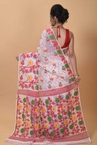 Exclusive White Flower Soft Jamdani Saree