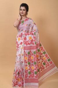 Exclusive White Flower Soft Jamdani Saree