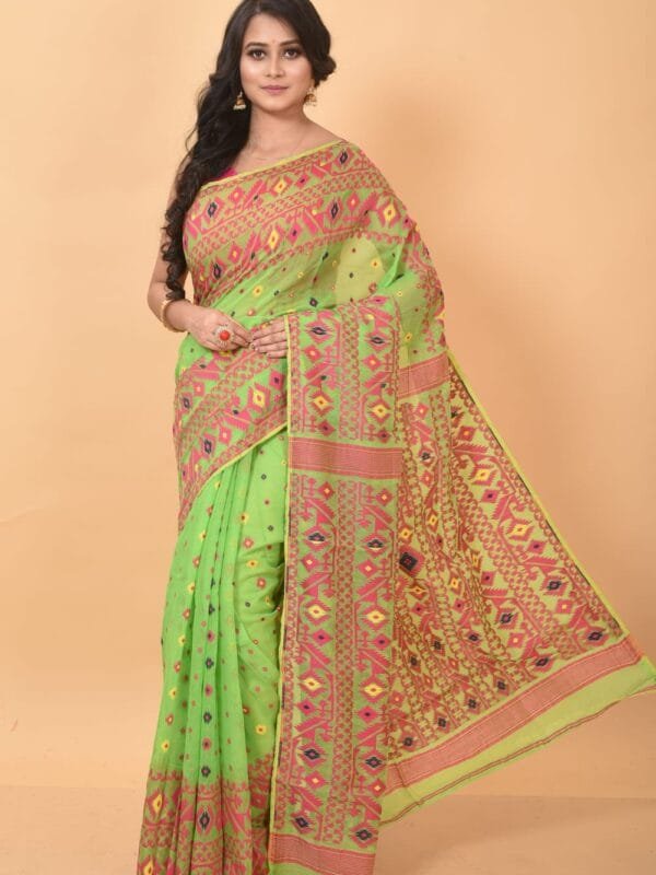 Light Green Soft Dhakai Jamdani Saree