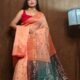 Light Salmon Soft Copper Joriwork Dhakai Jamdani Saree