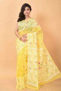 Light Yellow Soft Dhakai Jamdani Saree