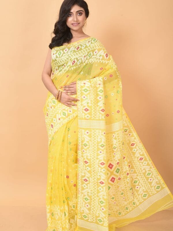 Light Yellow Soft Dhakai Jamdani Saree