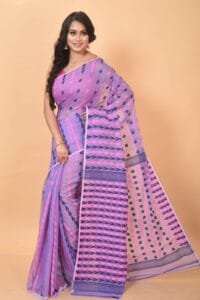 Pastel Violet Soft Dhakai Jamdani Sari